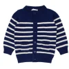 minnow Unisex Knit Cardigan Navy And Cream Stripe Clearance
