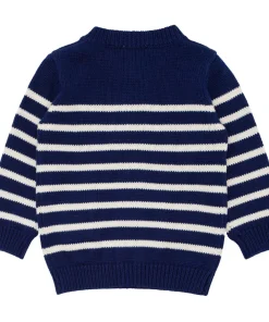 minnow Unisex Knit Cardigan Navy And Cream Stripe Clearance