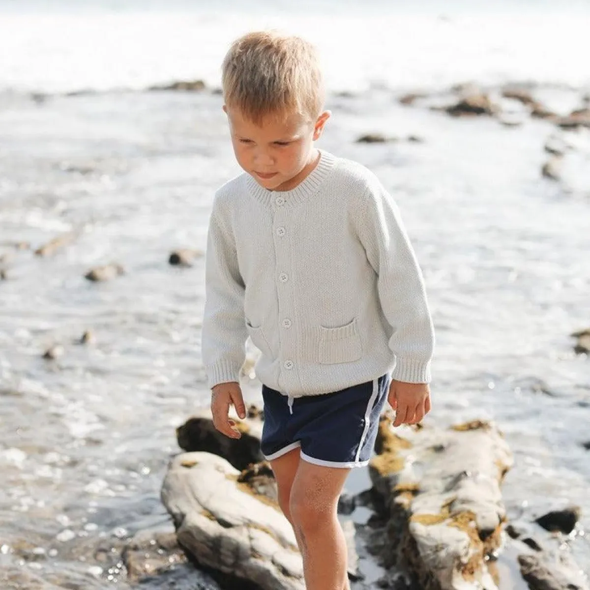 minnow Unisex Knit Cardigan Light Blue Clearance