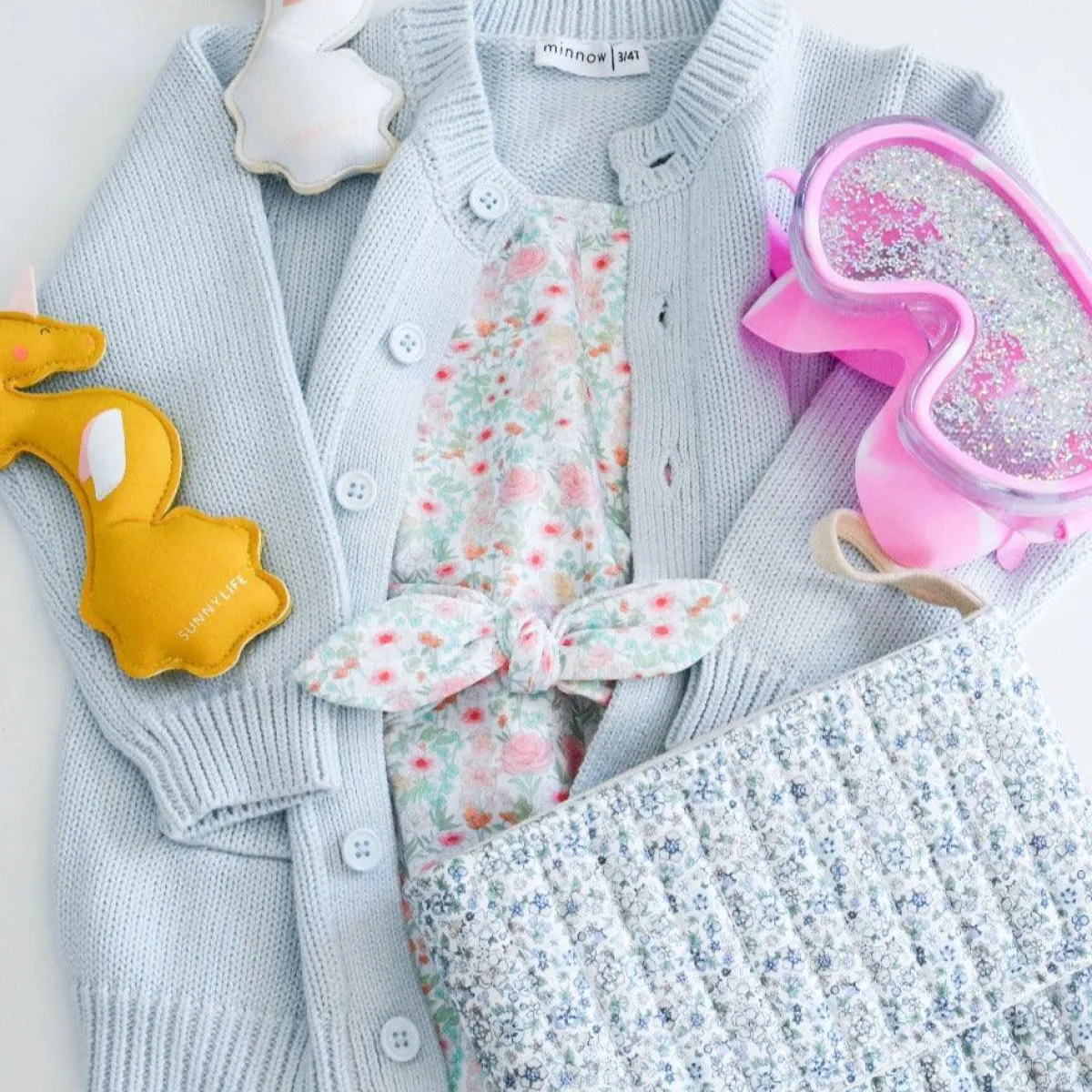 minnow Unisex Knit Cardigan Light Blue Hot