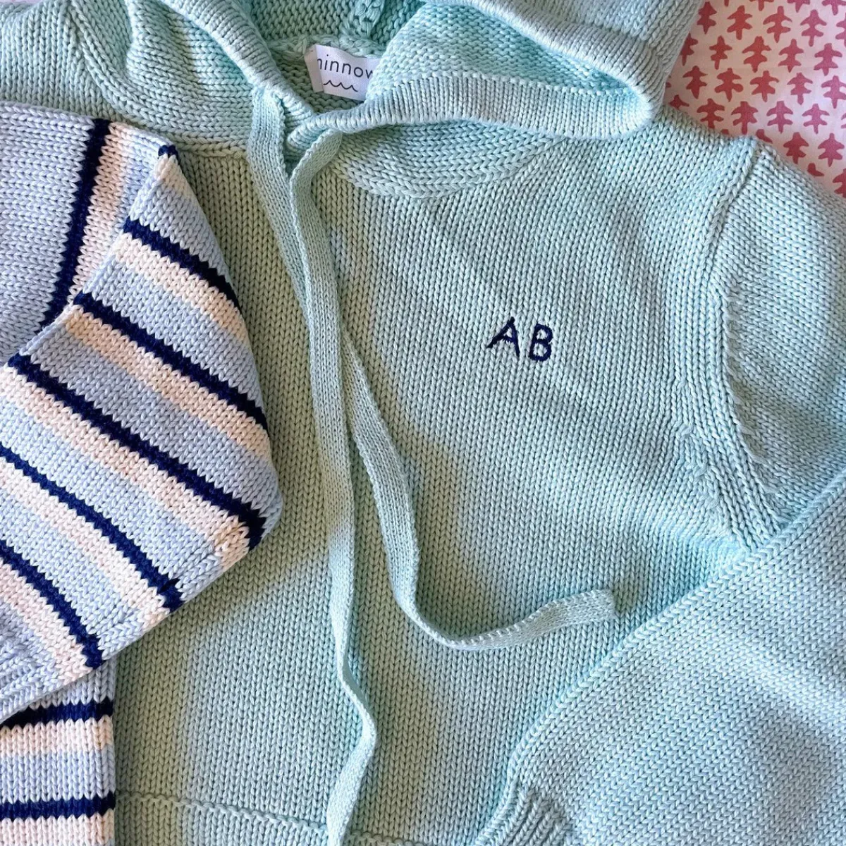 minnow Unisex Knit Hoodie Sage Clearance