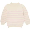 minnow Unisex Knit Sweater Cream And Pink Stripe Fashion