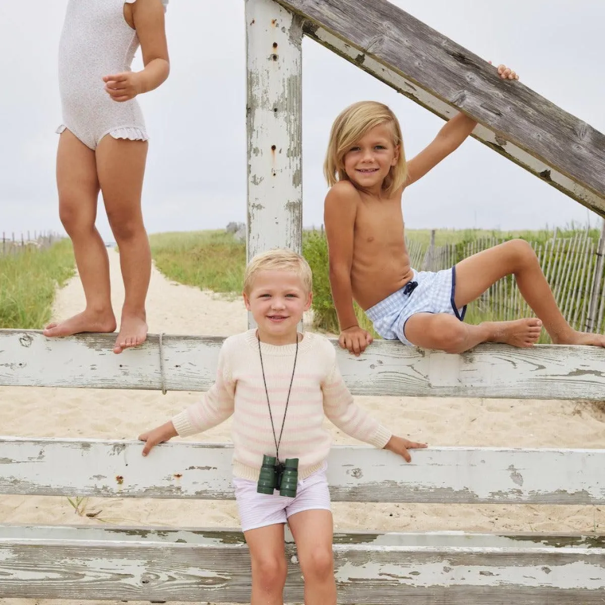 minnow Unisex Knit Sweater Cream And Pink Stripe Fashion