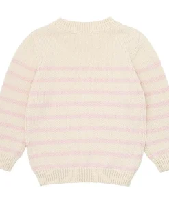 minnow Unisex Knit Sweater Cream And Pink Stripe Fashion