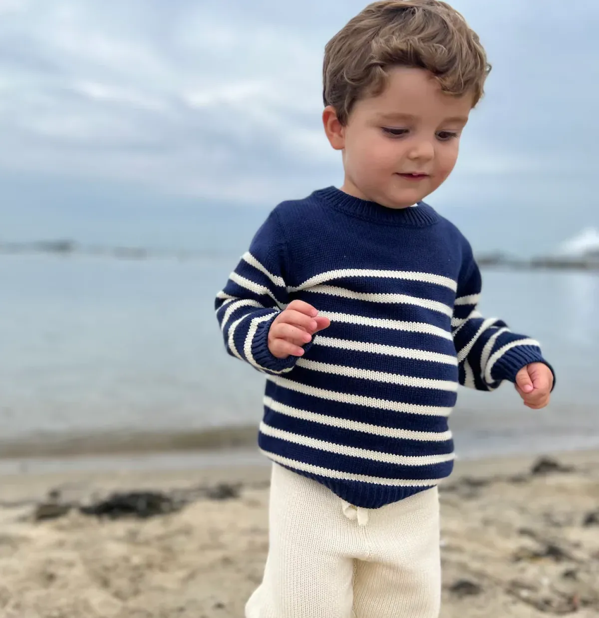 minnow Unisex Knit Sweater Navy And Cream Stripe Fashion