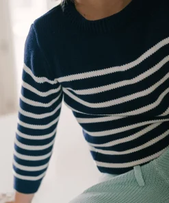 minnow Unisex Knit Sweater Navy And Cream Stripe Best