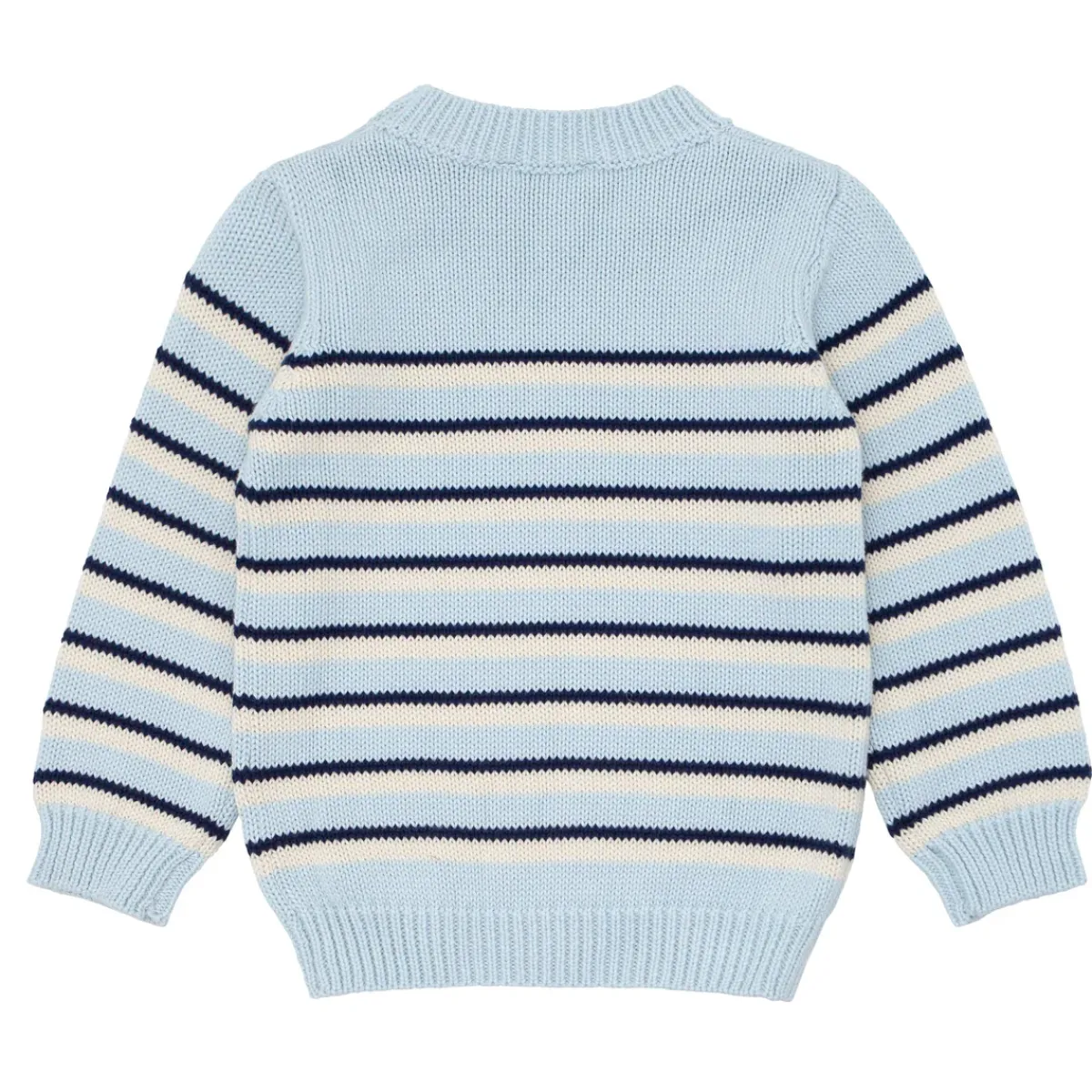minnow Unisex Knit Sweater Light Blue Tricolor Stripe Best