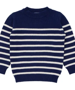 minnow Unisex Knit Sweater Navy And Cream Stripe Sale