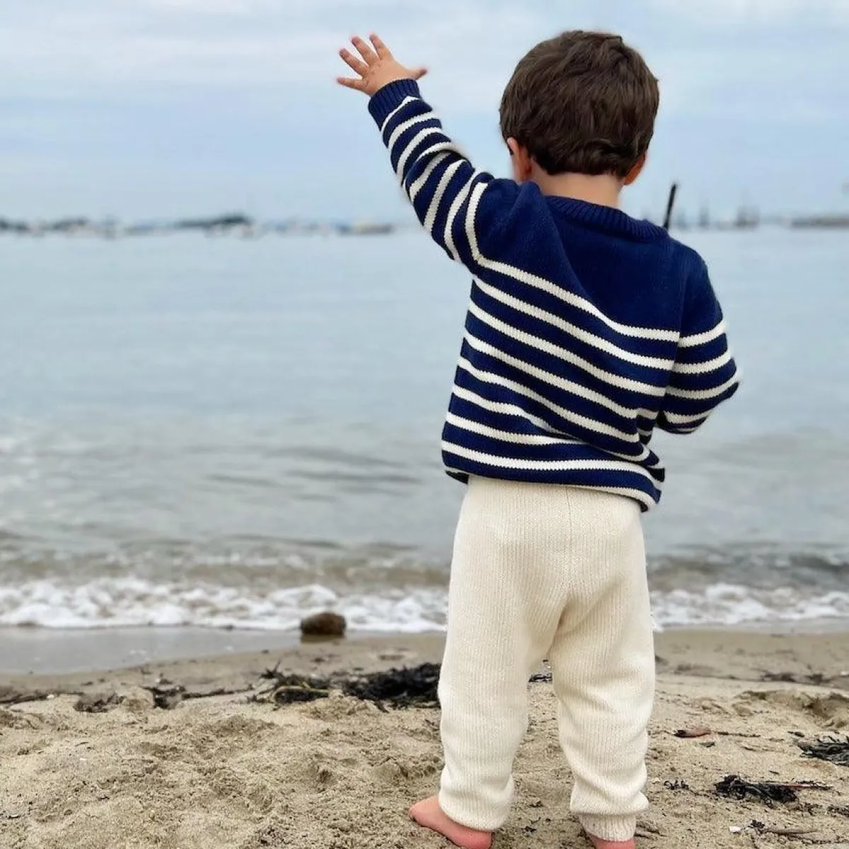 minnow Unisex Knit Sweater Navy And Cream Stripe Sale