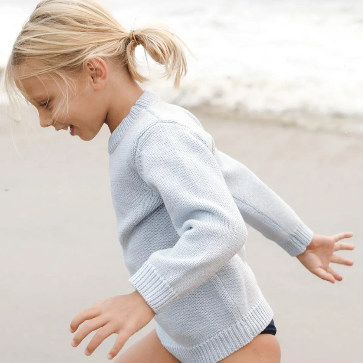 minnow Unisex Knit Sweater Light Blue Clearance