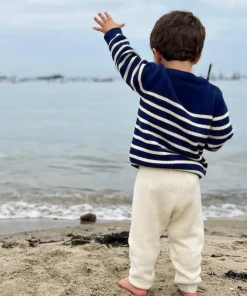 minnow Unisex Knit Sweater Navy And Cream Stripe Discount