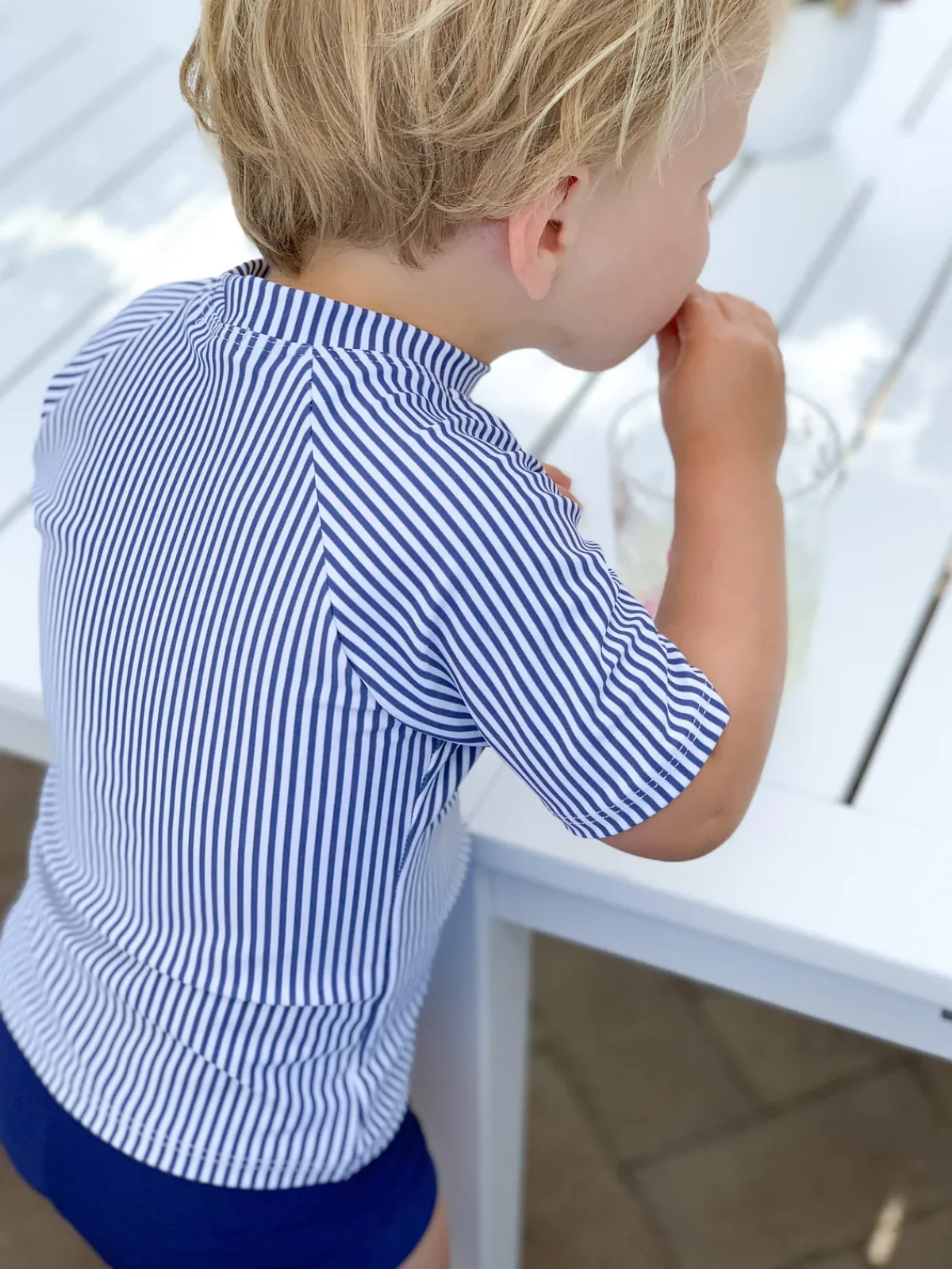 minnow Unisex Navy Stripe Short Sleeve Rashguard Hot