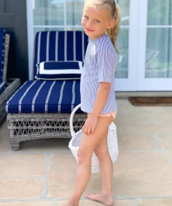 minnow Unisex Navy Stripe Short Sleeve Rashguard Hot