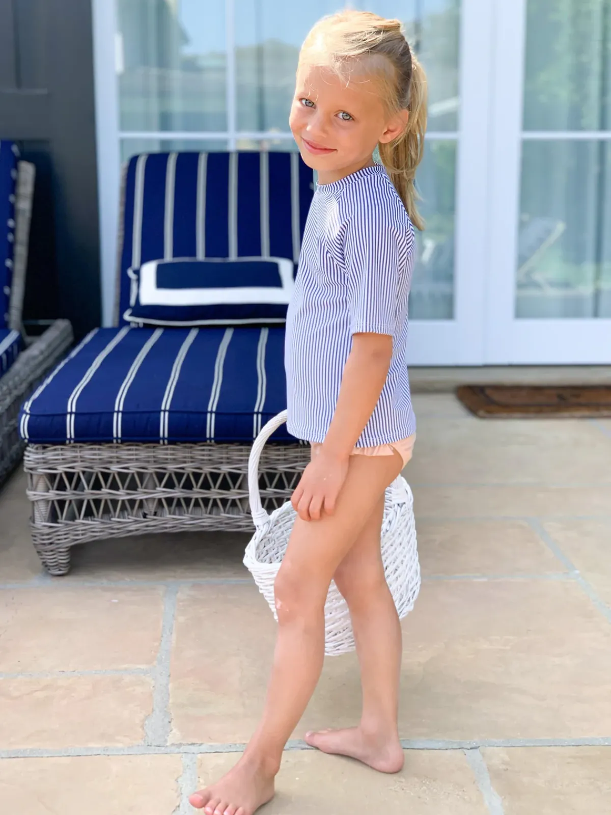 minnow Unisex Navy Stripe Short Sleeve Rashguard Hot