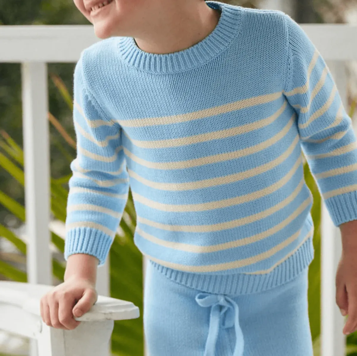 minnow Unisex Peri Blue And Cream Knit Sweater Peri Blue And Cream Stripe Hot