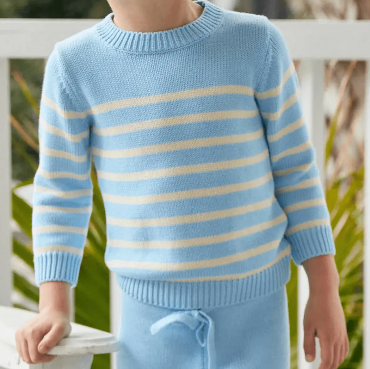 minnow Unisex Peri Blue And Cream Knit Sweater Peri Blue And Cream Stripe Fashion