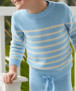 minnow Unisex Peri Blue And Cream Knit Sweater Peri Blue And Cream Stripe Best