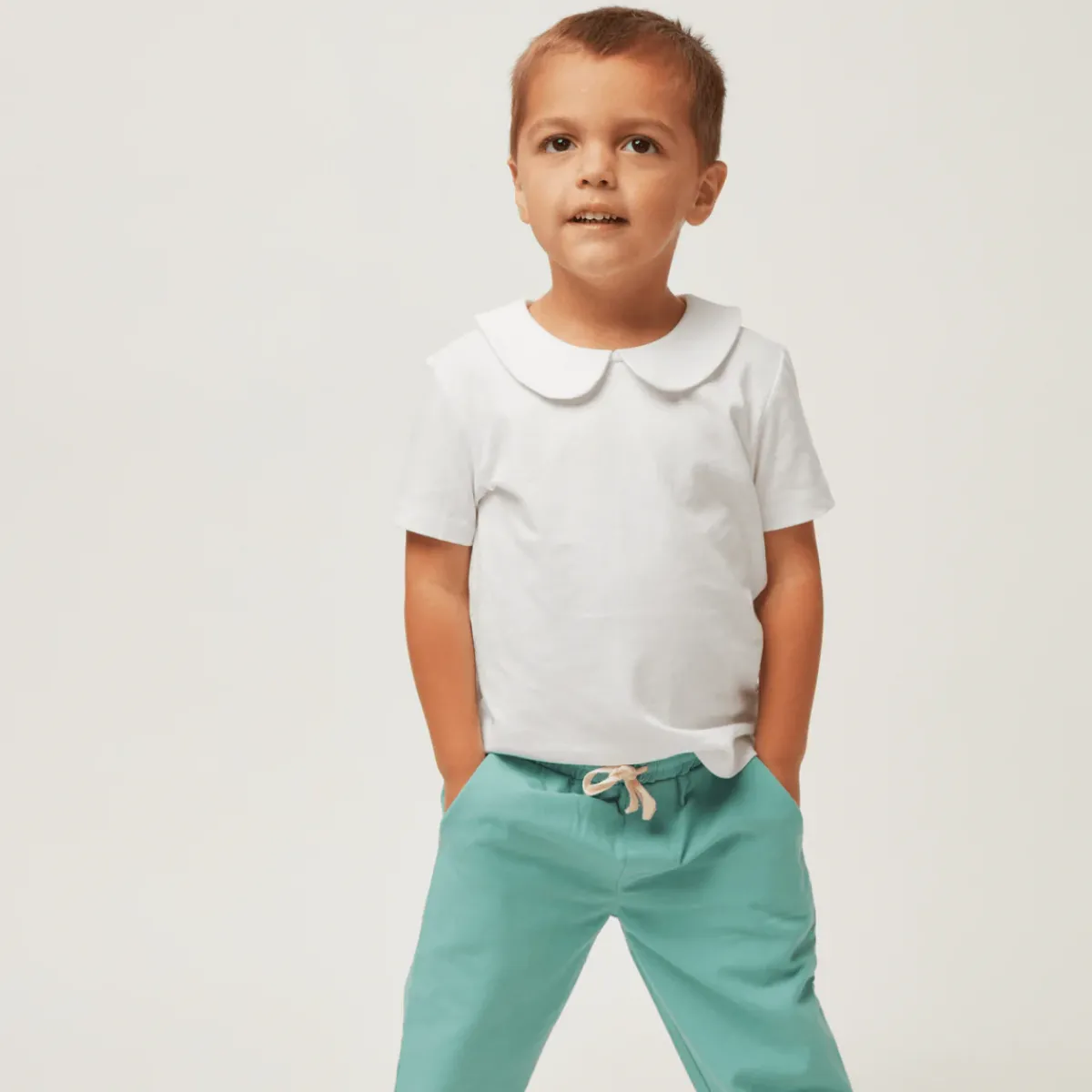 minnow Unisex Peter Pan Collar Shirt White Fashion