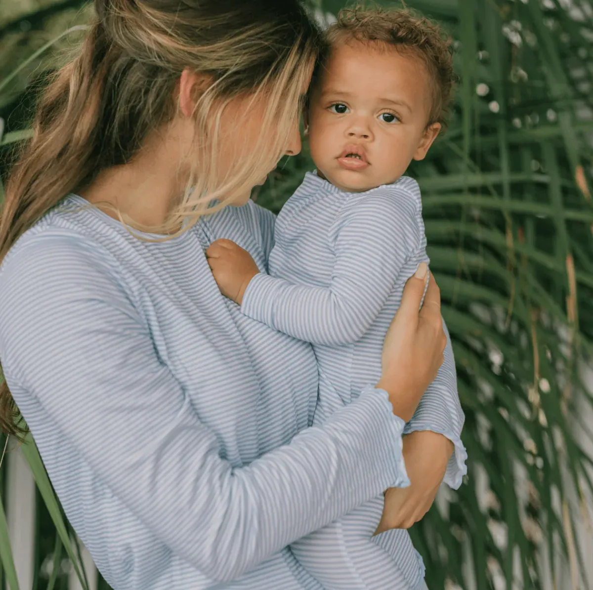 minnow Unisex Pima Footie Powder Blue Stripe Online