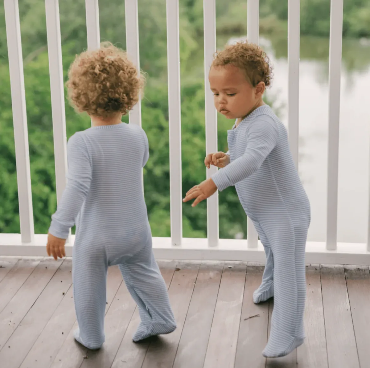 minnow Unisex Pima Footie Powder Blue Stripe Online