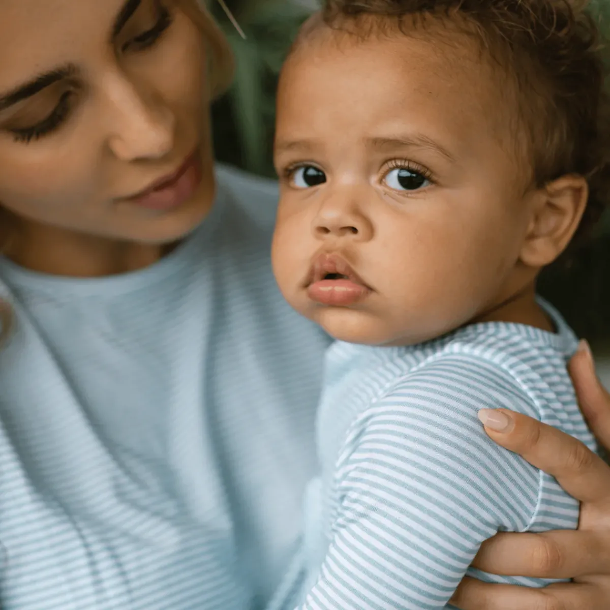 minnow Unisex Pima Footie Powder Blue Stripe Online