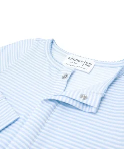 minnow Unisex Pima Footie Powder Blue Stripe Online