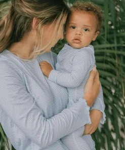 minnow Unisex Pima Footie Powder Blue Stripe Discount