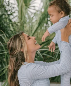 minnow Unisex Pima Footie Powder Blue Stripe Discount