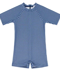 minnow Unisex Rashguard One Piece | Swim Navy Gingham New
