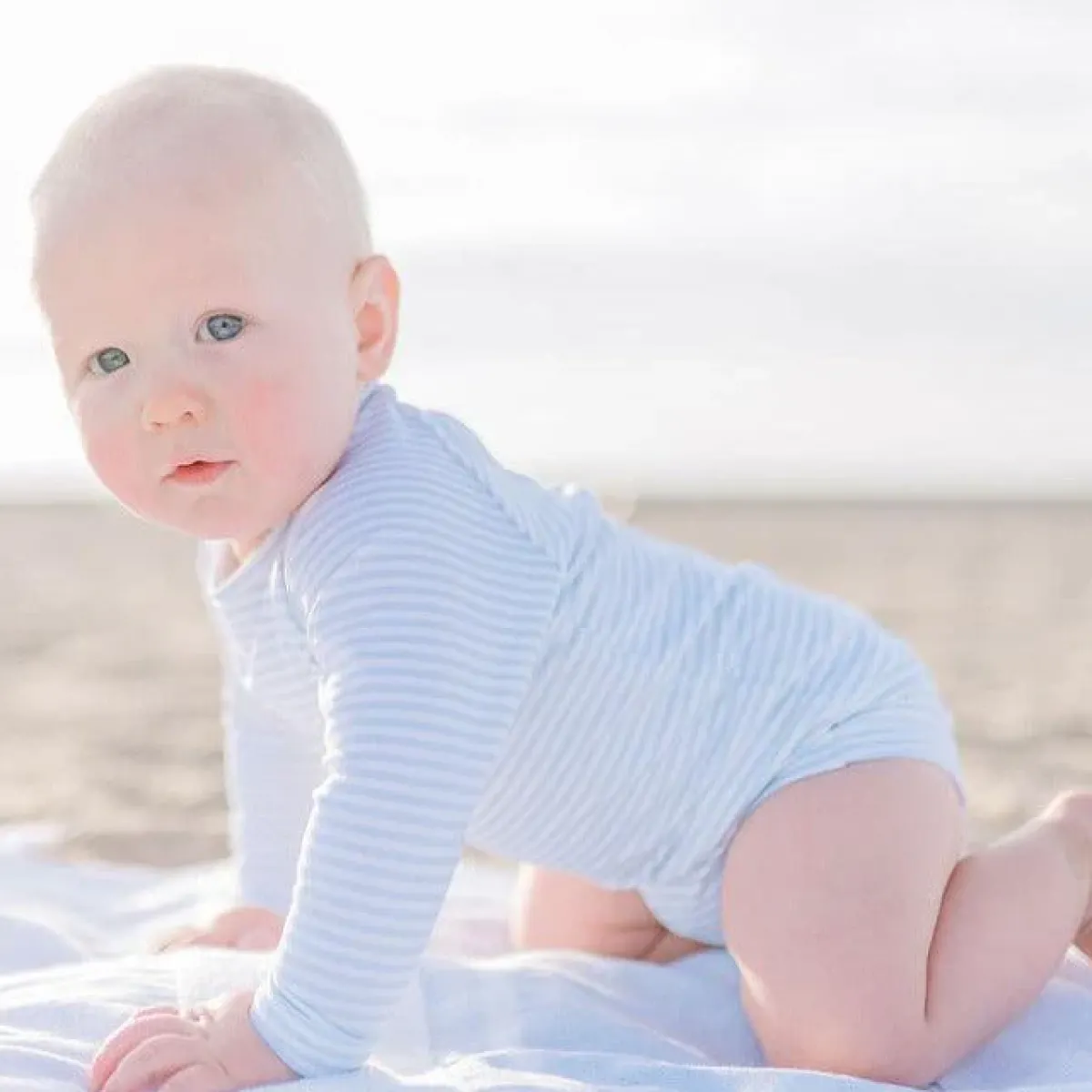 minnow Unisex Rashguard One Piece Powder Blue Stripe Sale