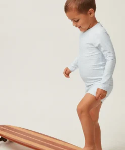 minnow Unisex Rashguard One Piece Powder Blue Stripe New