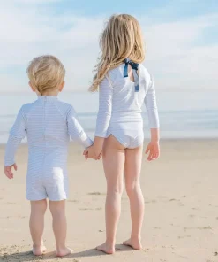 minnow Unisex Rashguard One Piece Powder Blue Stripe New