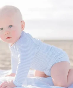 minnow Unisex Rashguard One Piece Powder Blue Stripe New