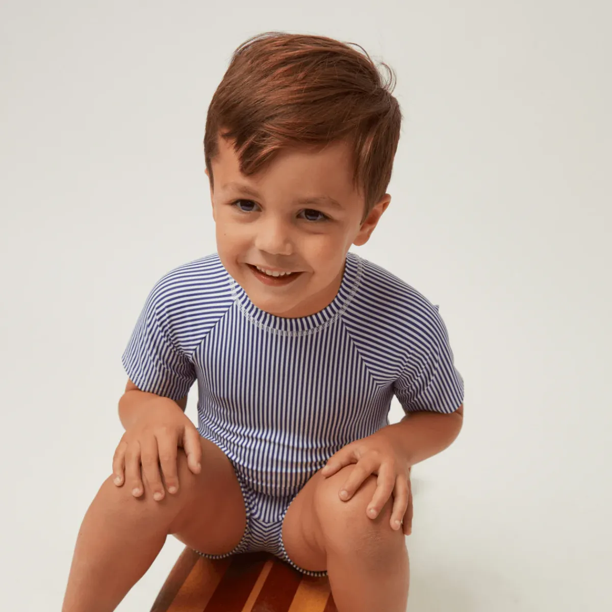 minnow Unisex Short Sleeve Rashguard One Piece Navy Stripe Discount