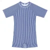 minnow Unisex Short Sleeve Rashguard One Piece Navy Stripe New