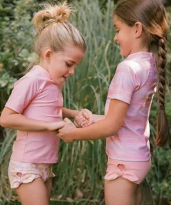 minnow Unisex Short Sleeve Rashguard Sorbet Pink Stripe Best