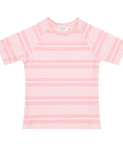 minnow Unisex Short Sleeve Rashguard Sorbet Pink Stripe Fashion