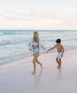 minnow Women's Cardigan Cream And Peri Blue Stripe Outlet