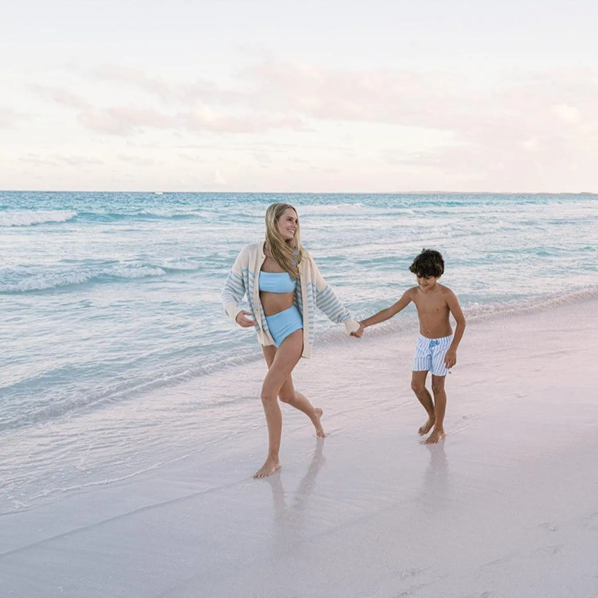 minnow Women's Cardigan Cream And Peri Blue Stripe Outlet