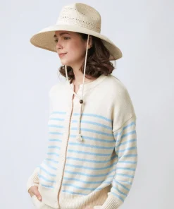 minnow Women's Cardigan Cream And Peri Blue Stripe Outlet