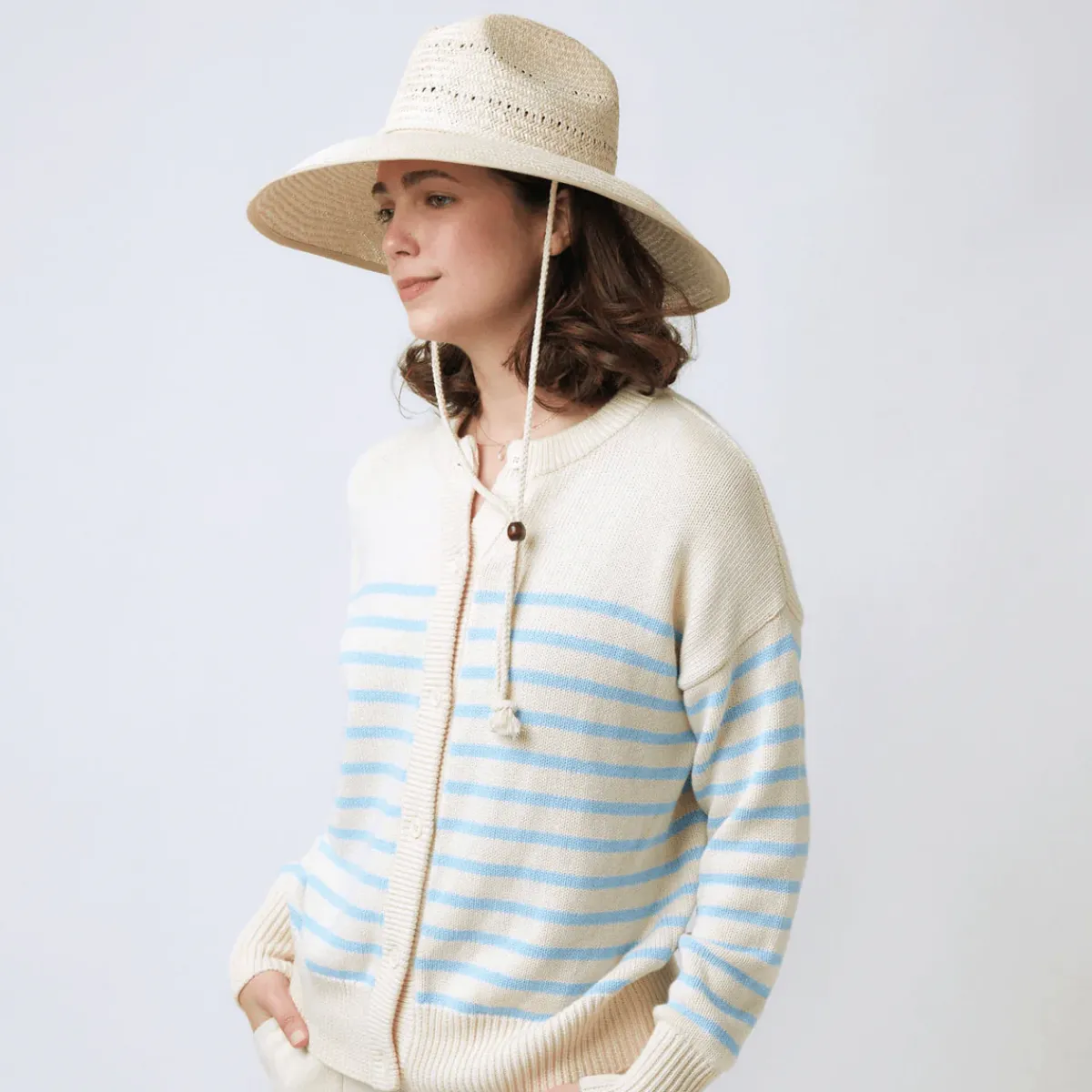 minnow Women's Cardigan Cream And Peri Blue Stripe Outlet