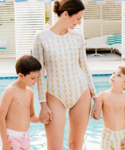 minnow Women's Rashguard One Piece Linear Citrus New