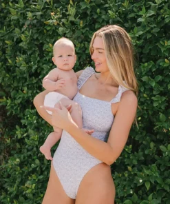 minnow Women's Ruffle One Piece Slate Floral Fashion