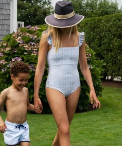 minnow Women's Ruffle One Piece Slate Floral Fashion