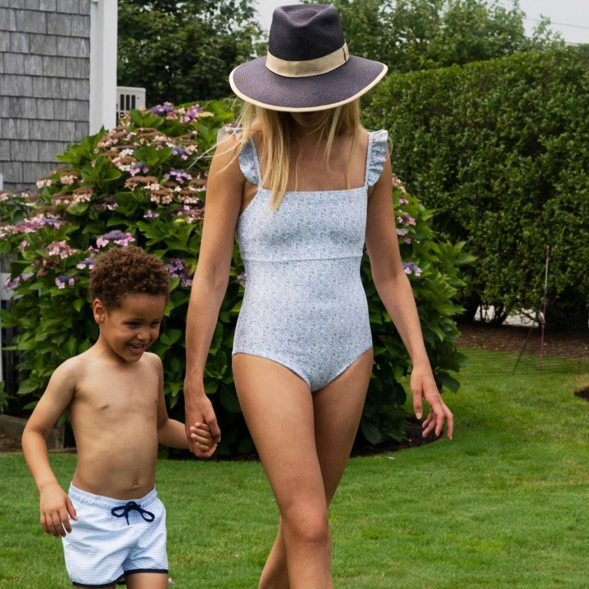 minnow Women's Ruffle One Piece Slate Floral Fashion