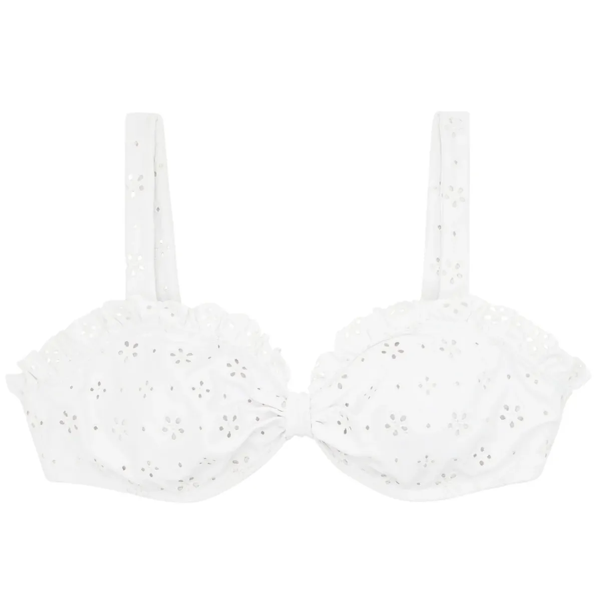 minnow Women's Tie Knot Bikini Top White Eyelet Clearance