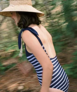 minnow Women's Tie Knot One Piece | Swim Navy Breton Stripe Clearance