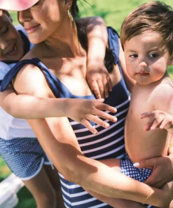 minnow Women's Tie Knot One Piece | Swim Navy Breton Stripe Clearance